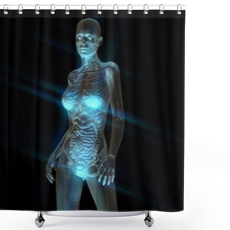 Personality  Digital 3D Rendering Of The Female Human Anatomy Shower Curtains