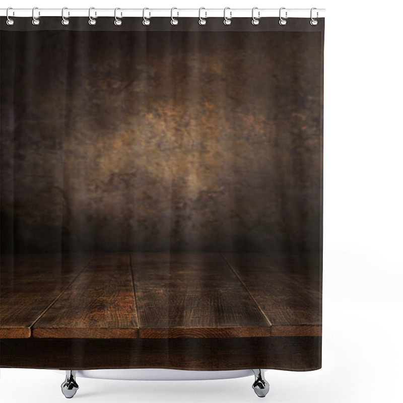 Personality  Wooden Table With Old Wall Shower Curtains