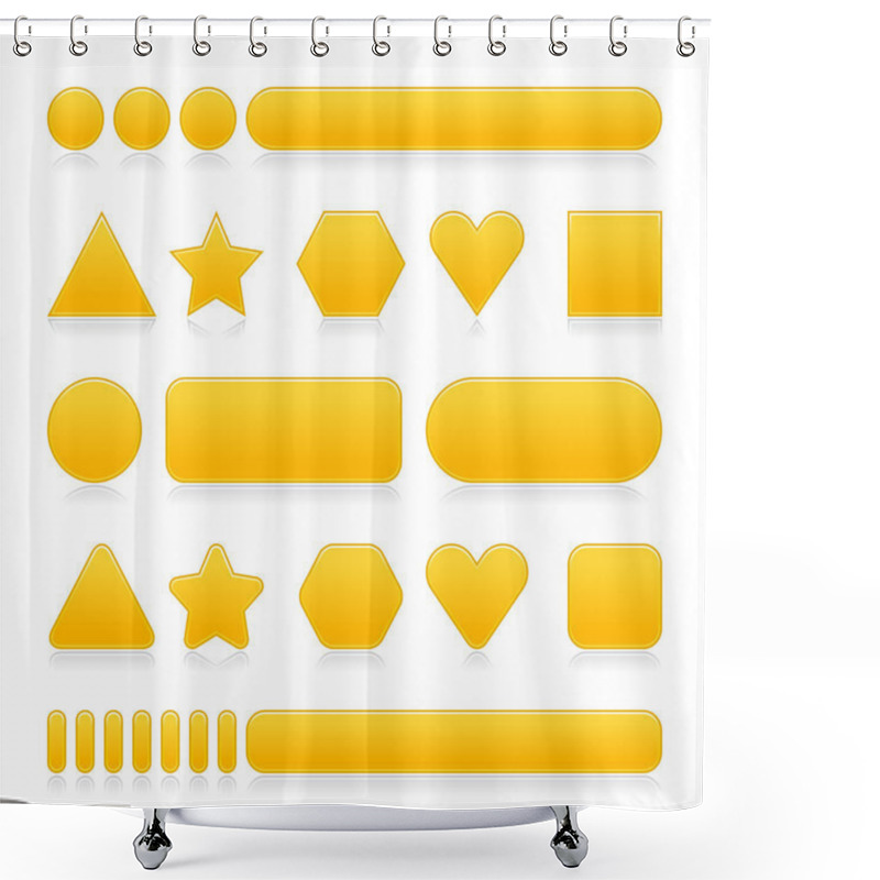 Personality  Yellow Empty Various Forms Web 2.0 Buttons With Reflection On White Background Shower Curtains