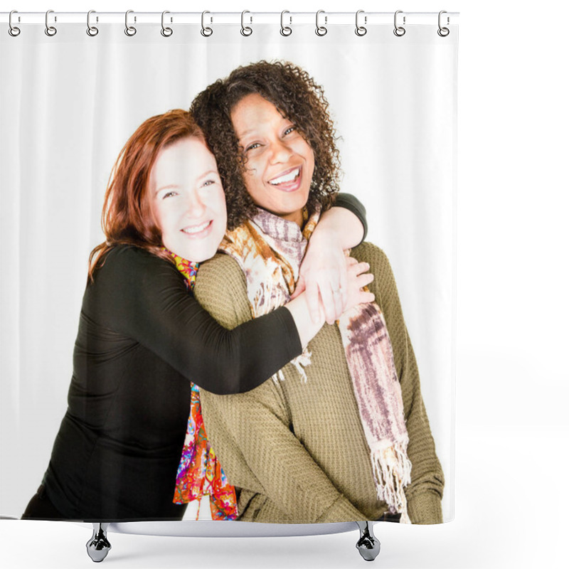 Personality  Two Affectionate Modern Women Shower Curtains