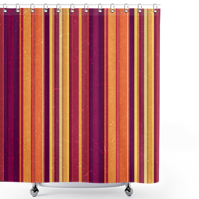 Personality  Vertical Stripes Pattern, Seamless Texture Background. Ideal For Printing Onto Fabric And Paper Or Decoration. Yellow, Orange, Purple Colors. Autumn-colored. Shower Curtains