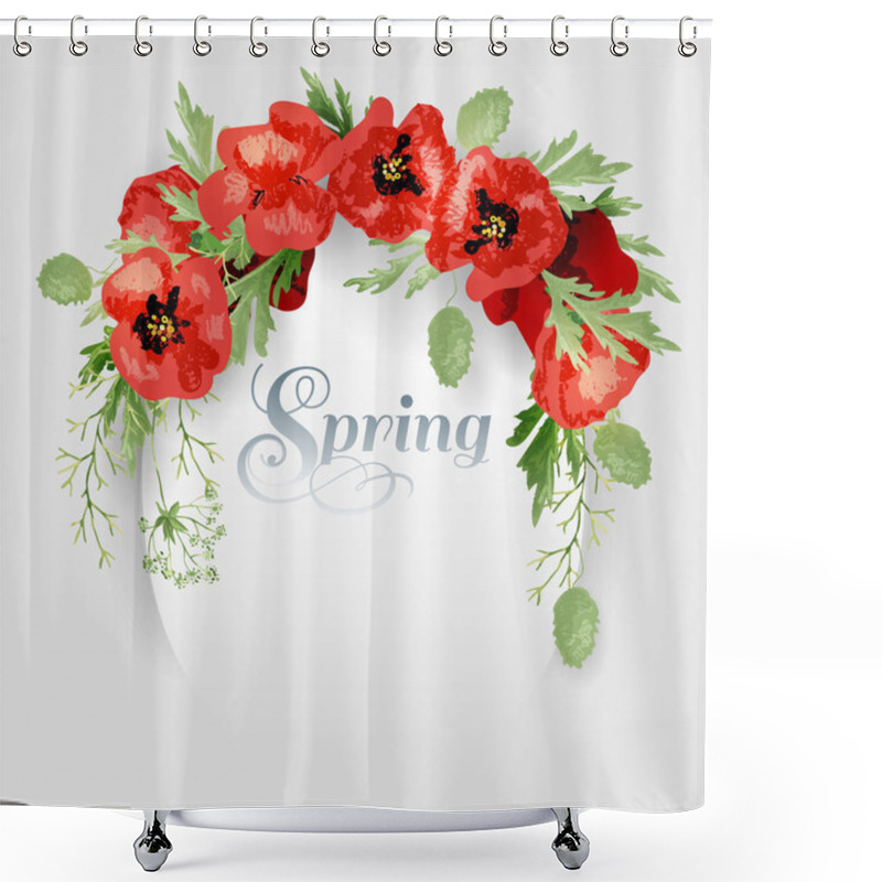 Personality  Spring Background With Poppies Shower Curtains