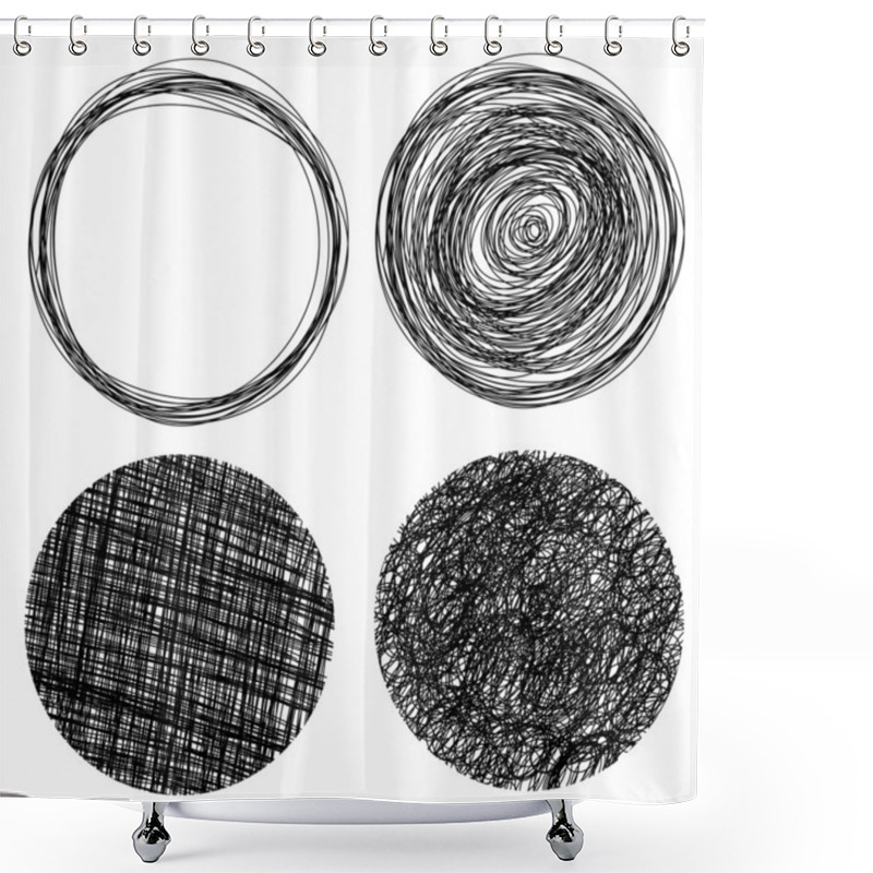 Personality  Hand Drawn Grunge Circles Shower Curtains