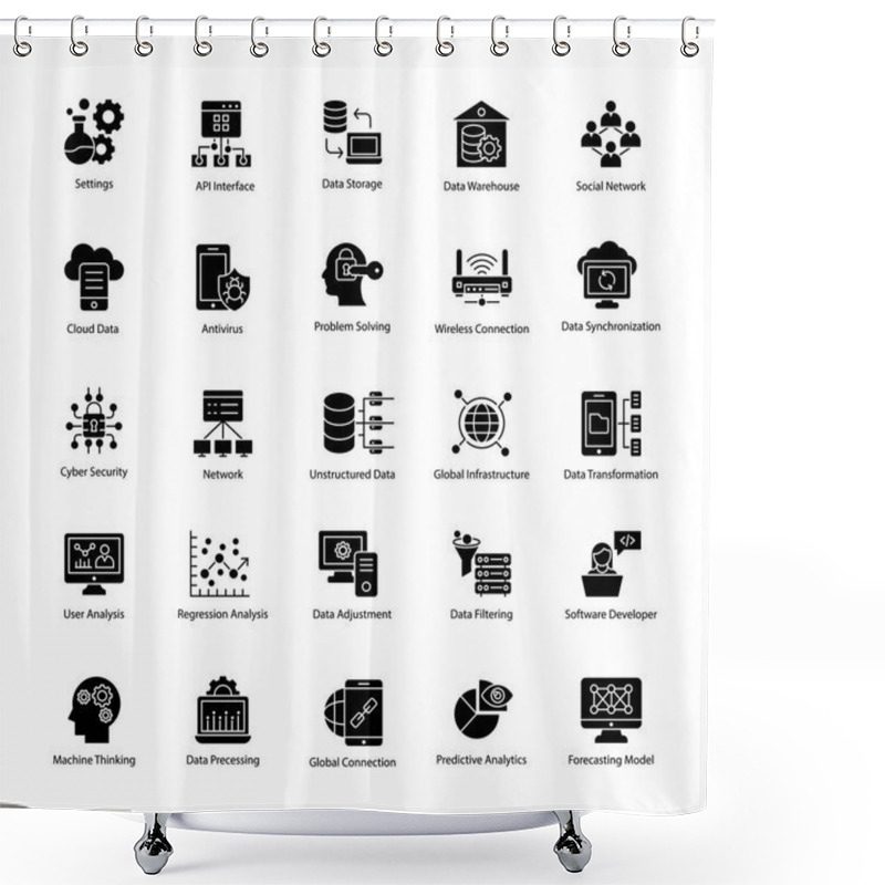 Personality  Data Science Glyph Vector Icons  Shower Curtains