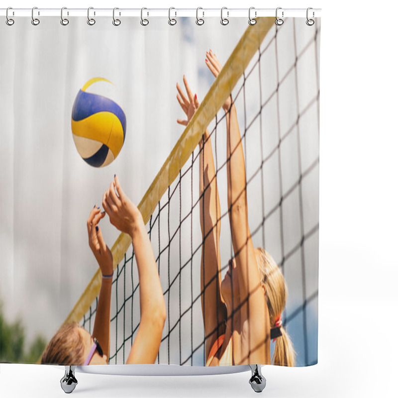 Personality  Girls Playing Beach Volleyball  Shower Curtains