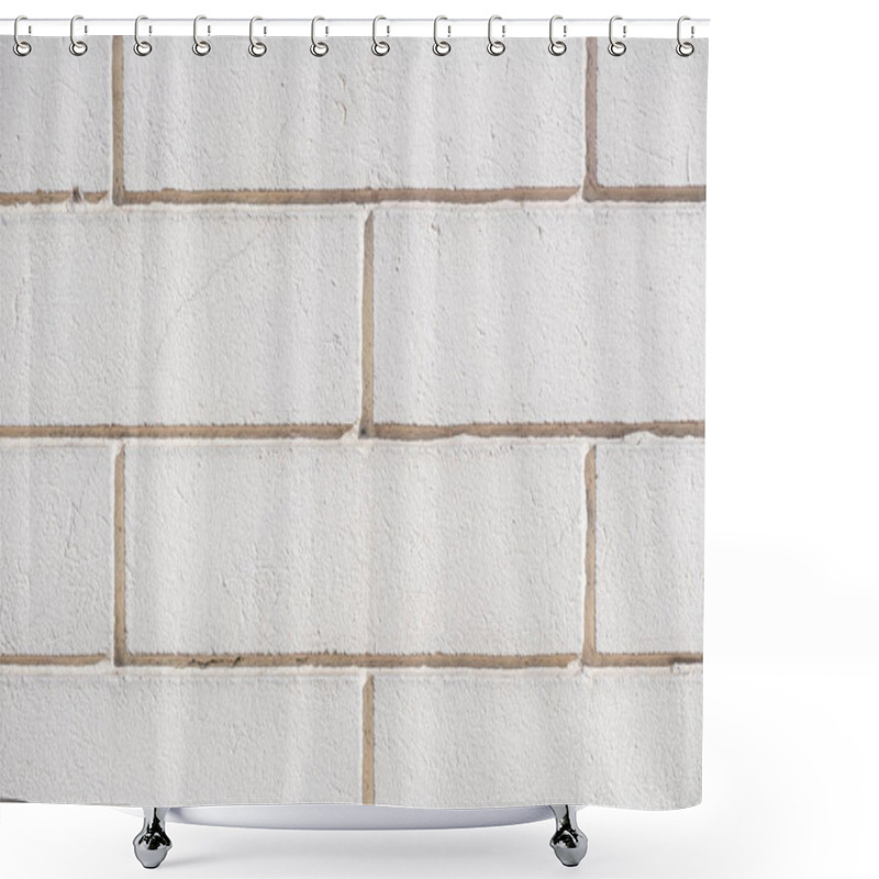 Personality  Close-up View Of White Brick Wall Background  Shower Curtains