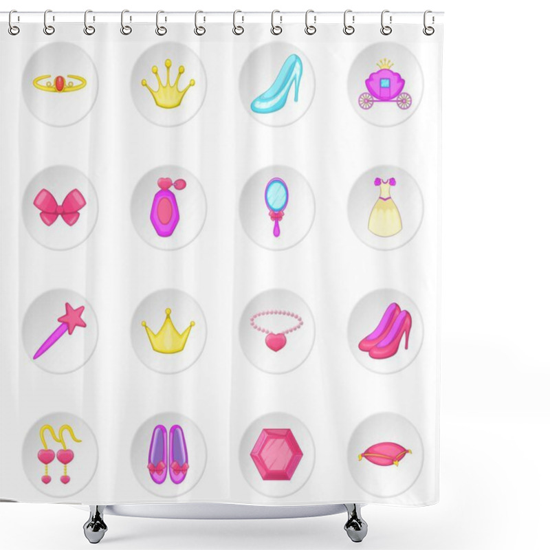 Personality  Princess Doll Icons Set Shower Curtains