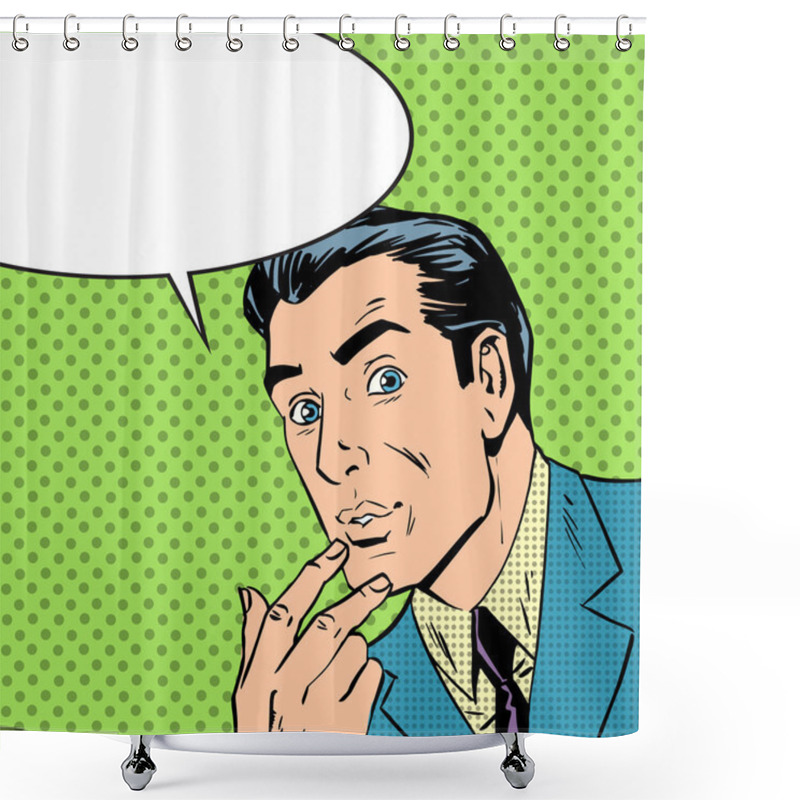 Personality  Man Thought About Thinking Pop Art Comics Retro Style Halftone Shower Curtains