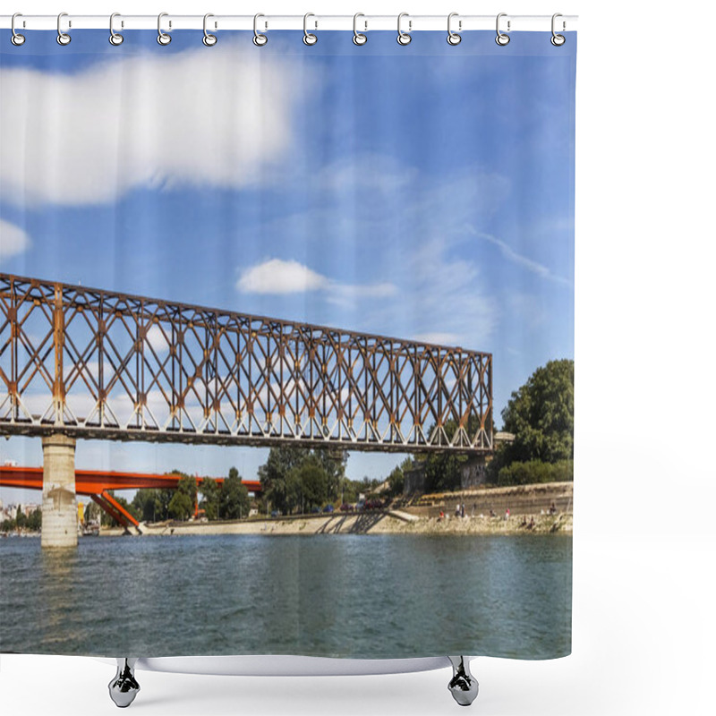 Personality  Old Railway Bridge Over Sava River - Belgrade - Serbia Shower Curtains