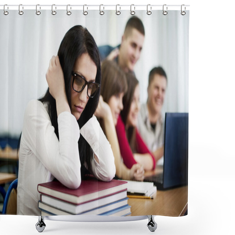 Personality  Sad, Lonely Nerd Student Shower Curtains