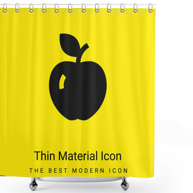 Personality  Apple Minimal Bright Yellow Material Icon Shower Curtains