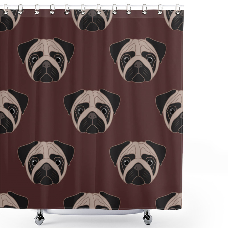 Personality  Vector Pug. Seamless Pattern Shower Curtains