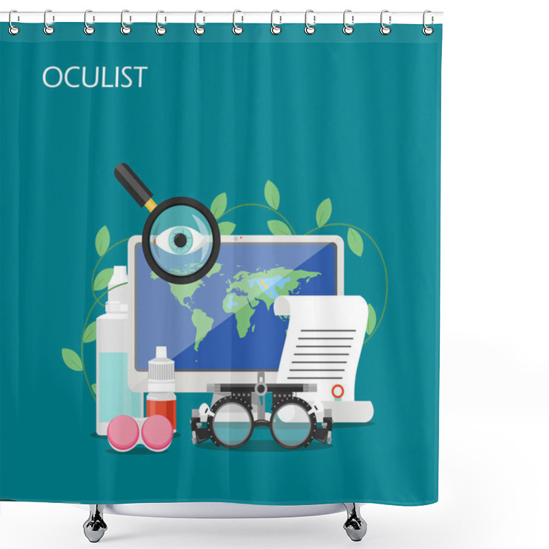 Personality  Oculist Concept Vector Flat Style Design Illustration Shower Curtains