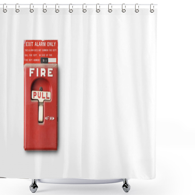 Personality  Fire Alarm Switch Isolated On White Background Shower Curtains