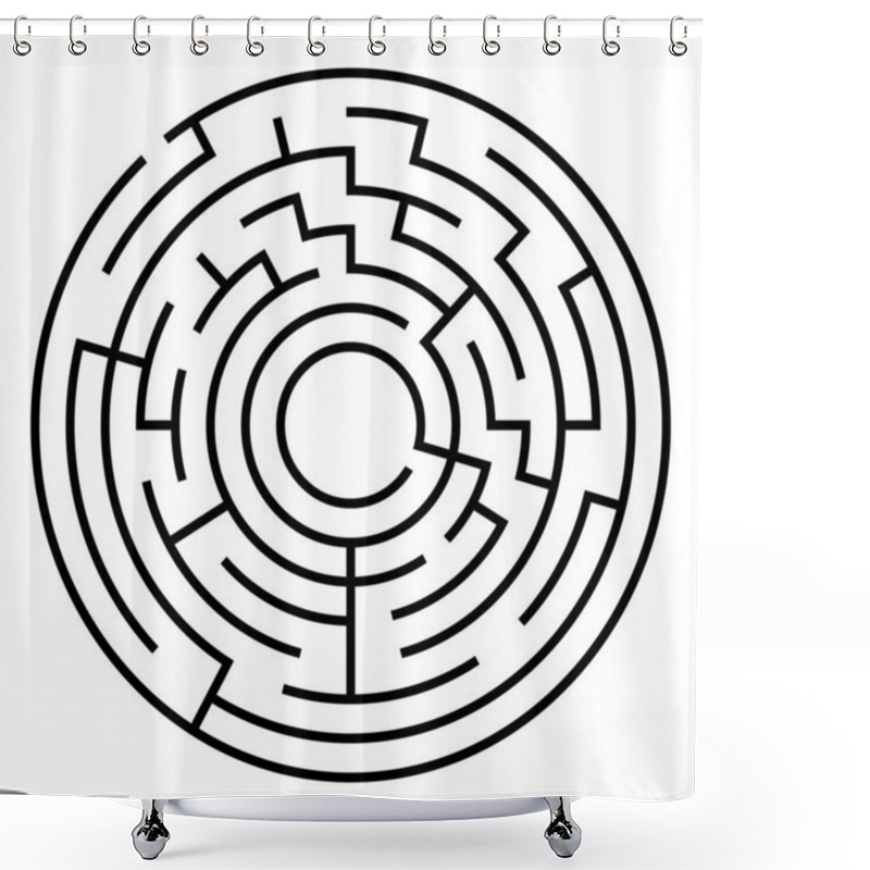 Personality  Circle Maze Puzzle Game For Kids ,Labyrinth Vector On White. Shower Curtains