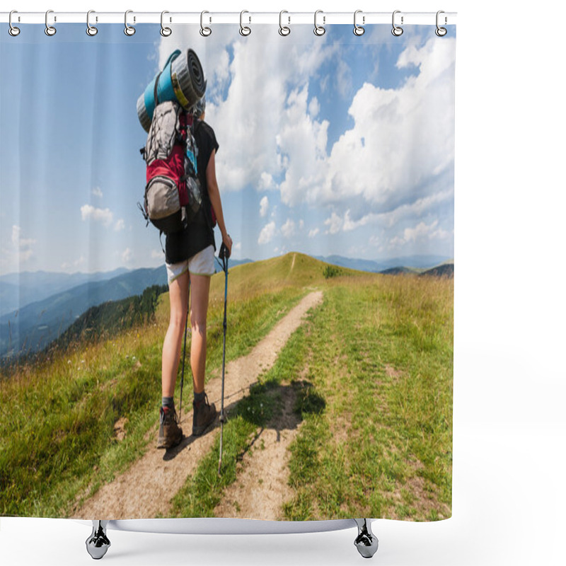 Personality  Hiker Girl Shower Curtains