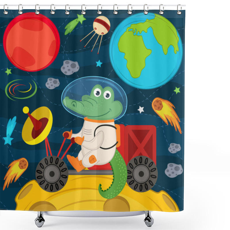 Personality  Crocodile On Moon Shower Curtains