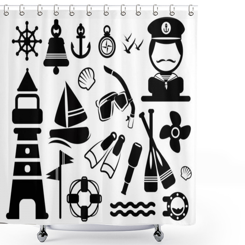 Personality  Nautical And Summer Icons Shower Curtains