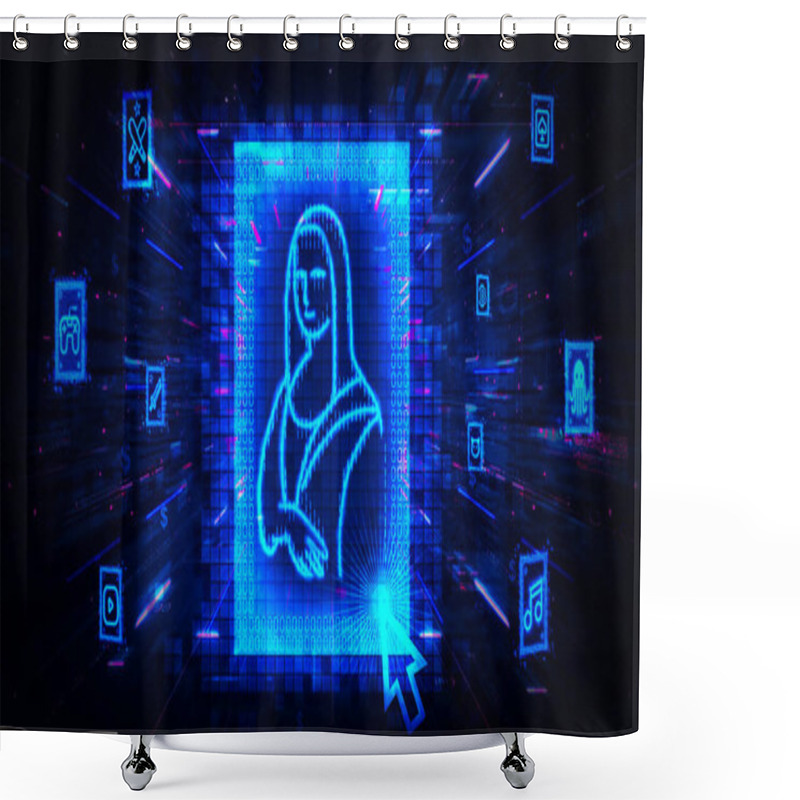 Personality  NFT DeFi - NFT Marketplace  - Decentralized Exchange Or Blockchain Ecosystem For NFTs - Digital Transformation - Conceptual Illustration Shower Curtains