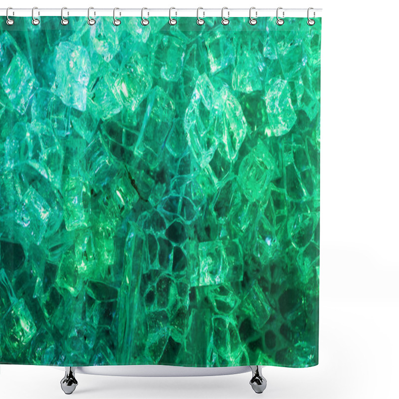 Personality  Top View Of Abstract Green Ice Textured Background Shower Curtains