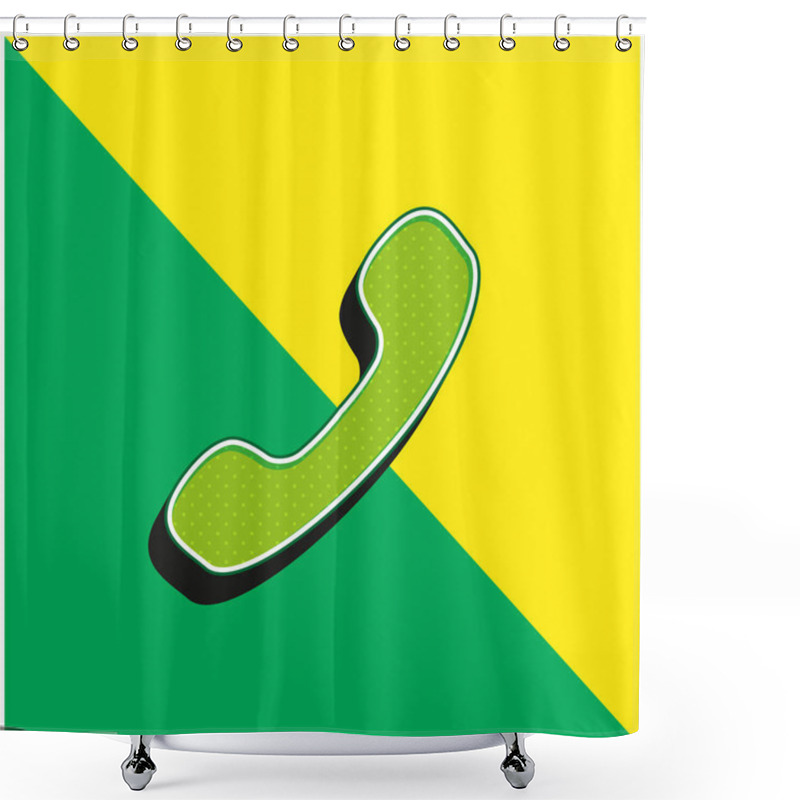 Personality  Black Phone Auricular Green And Yellow Modern 3d Vector Icon Logo Shower Curtains