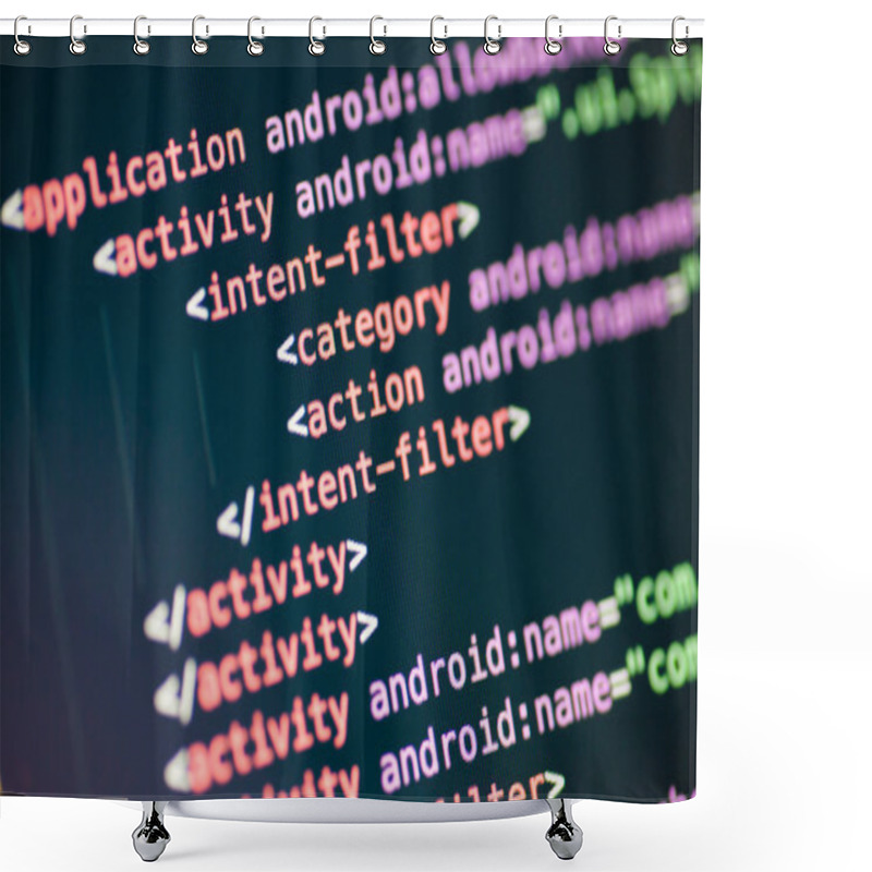 Personality  XML Code Lines On A Display Shower Curtains