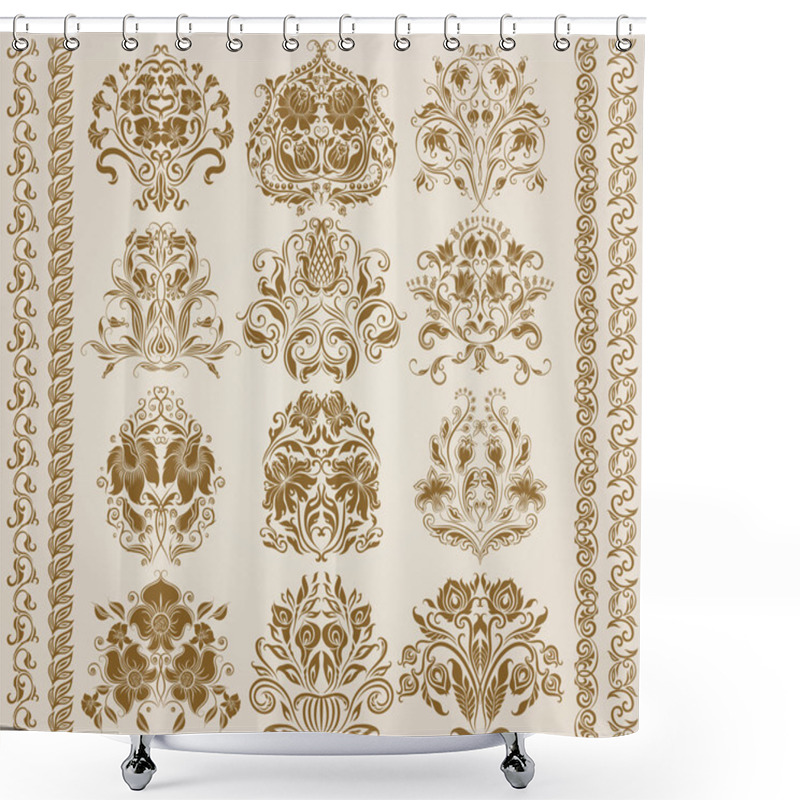 Personality  Set Of Vector Damask Ornaments. Shower Curtains