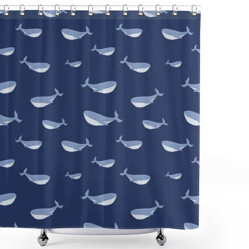 Personality  Seamless Pattern With Whales. Vector Illustration. Cute Baby Background. Great For Kids Decor, Wrapping Paper, Home Textiles, Notebook Covers. Shower Curtains