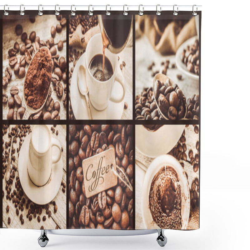 Personality  Collage Many Pictures Of Coffee.  Shower Curtains