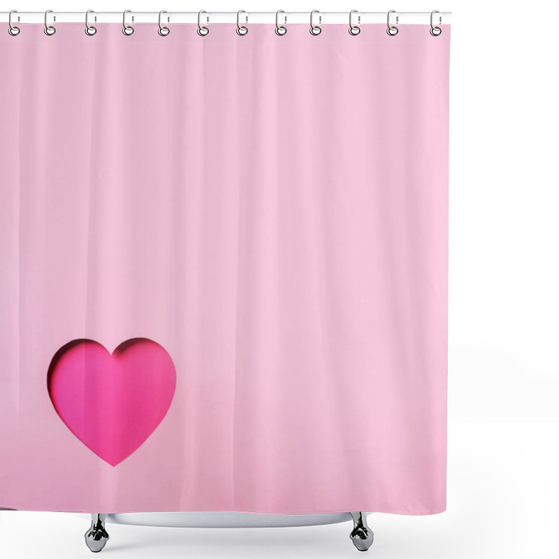 Personality  Valentines Day Card. Cutted Heart In Punchy Pastel Paper Background. Minimalist Concept. Love, Date, Romantic Concept Shower Curtains