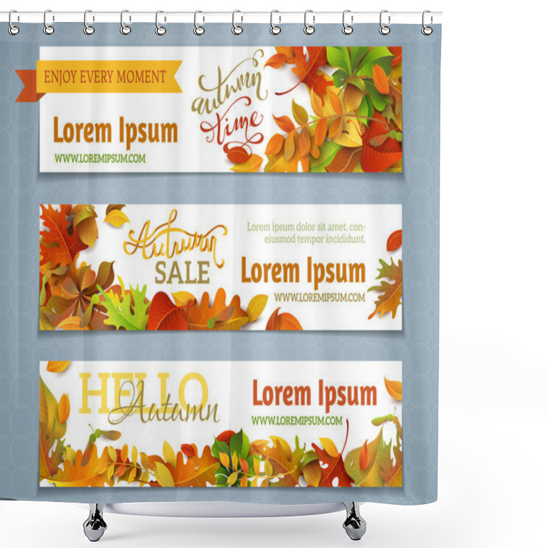 Personality  Vector Set Of Autumn Banners. Shower Curtains