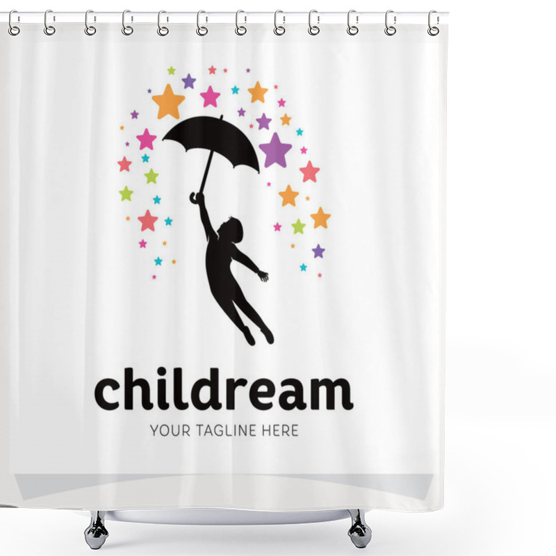 Personality  Children Dream Logo Design Template Inspiration With White Background Shower Curtains