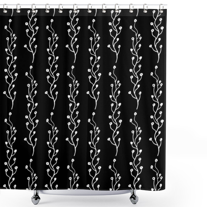 Personality  Hand Drawn Branches Seamless Pattern Shower Curtains