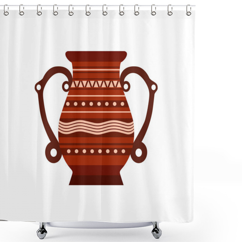 Personality  Jug Clay Vector Pottery Pot Vase Illustration Ceramic Pither Milk. Ancient Isolated Jar Old Icon  Shower Curtains