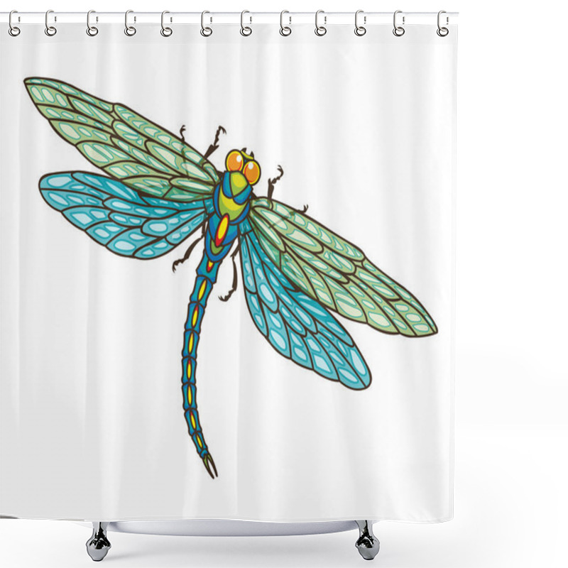 Personality  Pattern With Dragonflies Fluttering Through Space Shower Curtains