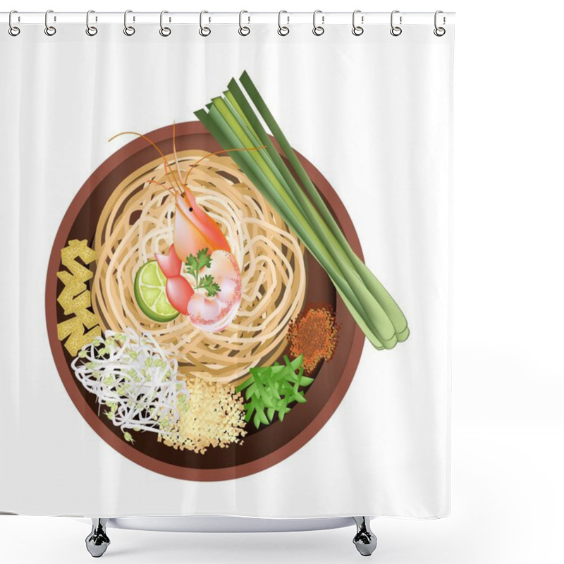 Personality  Pad Thai Or Stir Fried Noodles With Prawn Shower Curtains