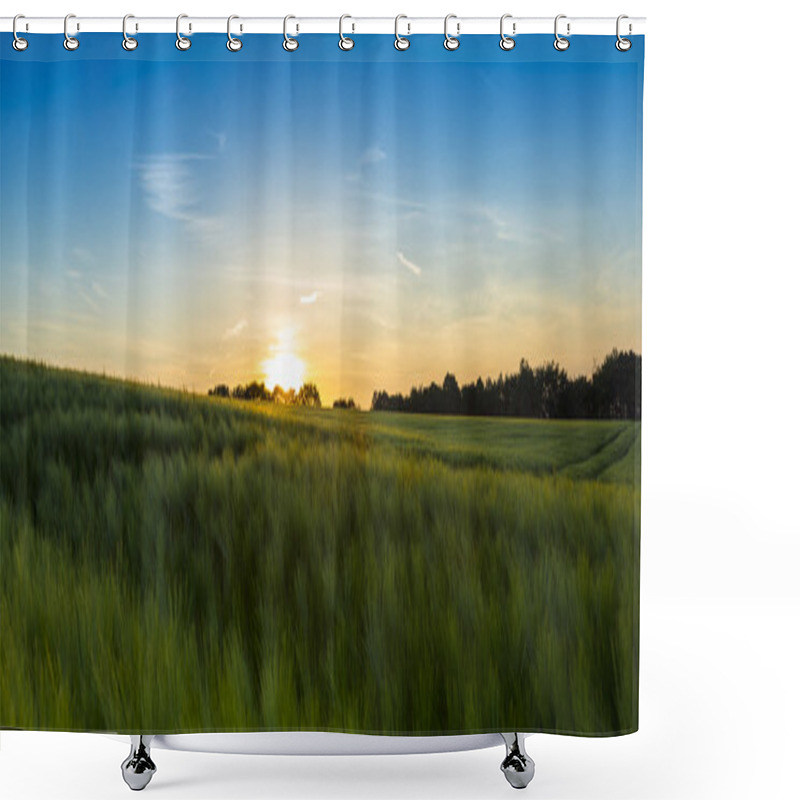 Personality  Corn Field Wheat Field Sunset Horizon Dusk Farm Landscape Summer Wheat Field Shower Curtains