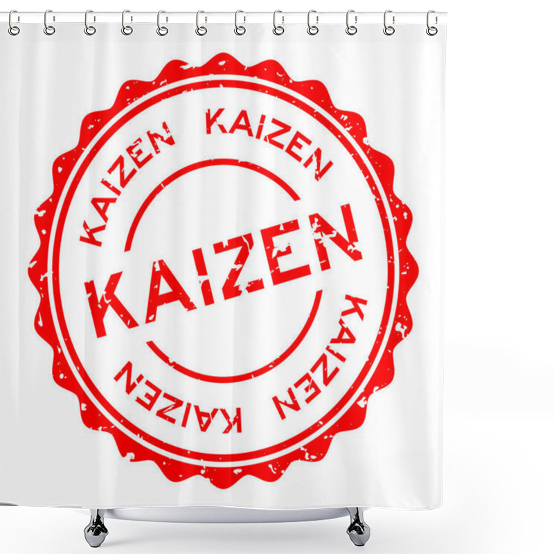 Personality  Grunge Red Kaizen Word Round Rubber Seal Stamp On White Background Shower Curtains