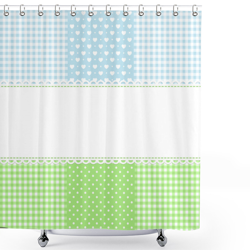 Personality  Lace Border On Fabric Checked Background Shower Curtains