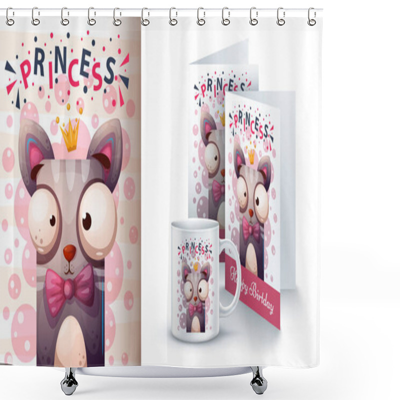 Personality  Princess Cat - Mockup For Your Idea. Shower Curtains