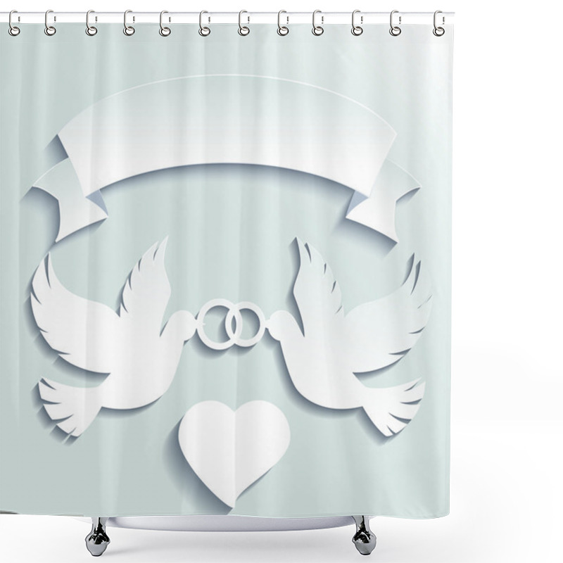 Personality  Doves Holding Wedding Rings Shower Curtains