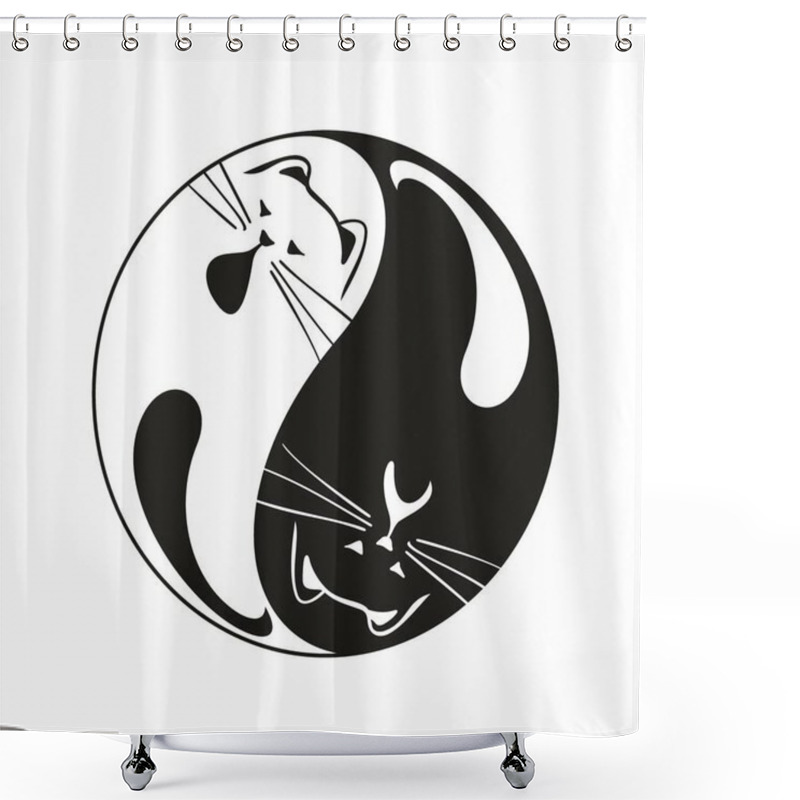 Personality  Yin Yang Symbols With Cats. Yin Yang Icon Shower Curtains