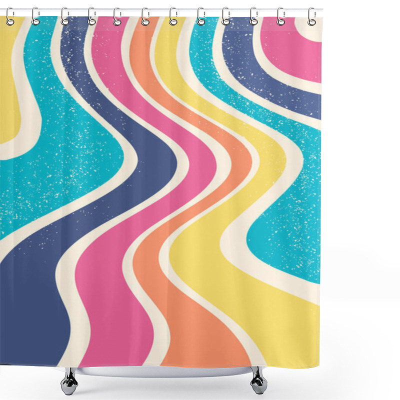 Personality  Abstract Groovy Background With Wavy Textured Stripes. Retro Funky Wallpaper. Good For Templates, Cards, Posters, Prints, Etc. EPS 10 Shower Curtains