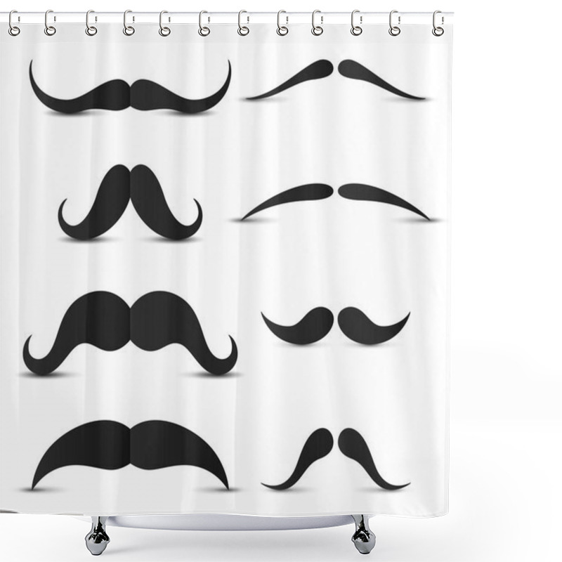 Personality  Set Of Hipster Mustache On White Background Shower Curtains