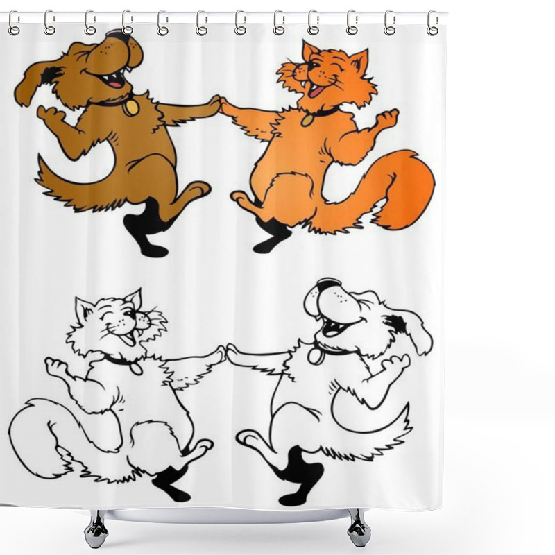 Personality  Happy Pets Dancing Shower Curtains