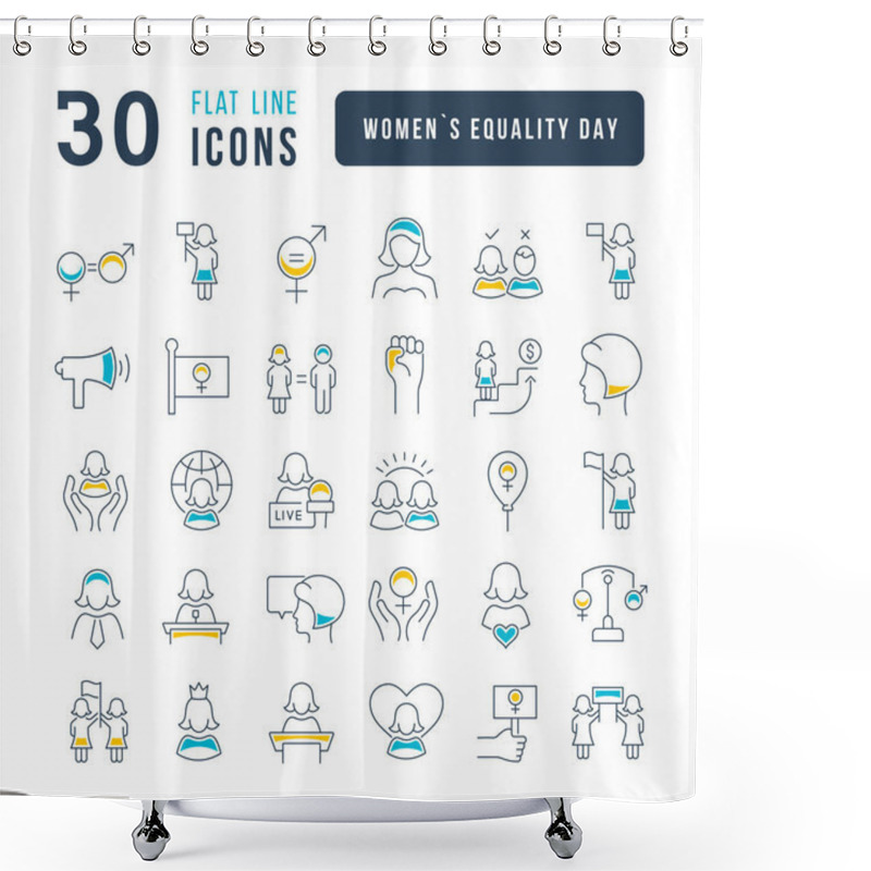 Personality  Set Vector Line Thin Icons Of Women Equality Day In Linear Design For Mobile Concepts And Web Apps. Collection Modern Infographic Pictogram And Signs. Shower Curtains