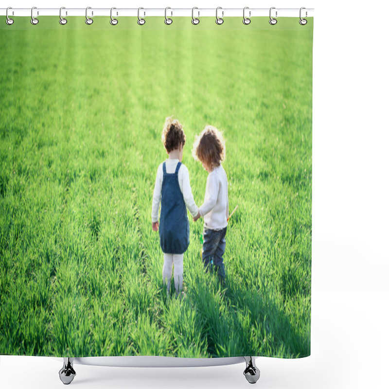 Personality  Children In Spring Field Shower Curtains