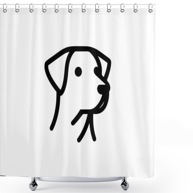 Personality  Minimalist Lines Outline The Dog Logo Design Icon Symbol Vector Illustration. Shower Curtains