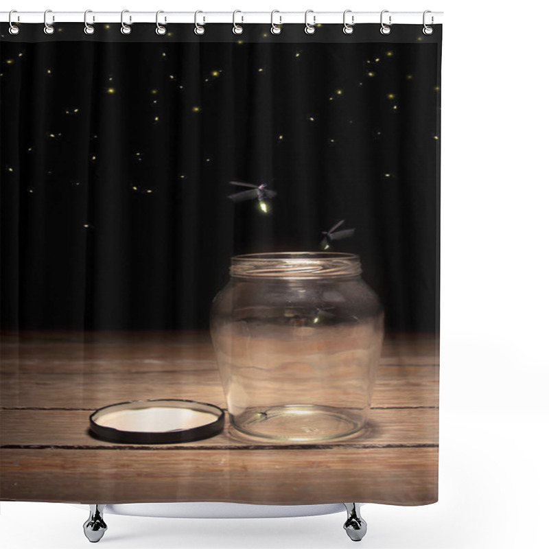 Personality  Fireflies In A Jar Shower Curtains