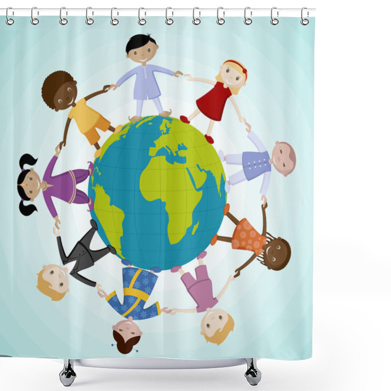 Personality  Kids Around The Globe Shower Curtains